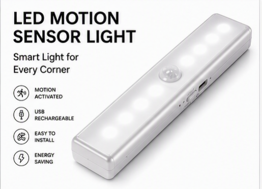 USB Rechargeable LED Motion Sensor Light | Wireless Magnetic Cabinet Light